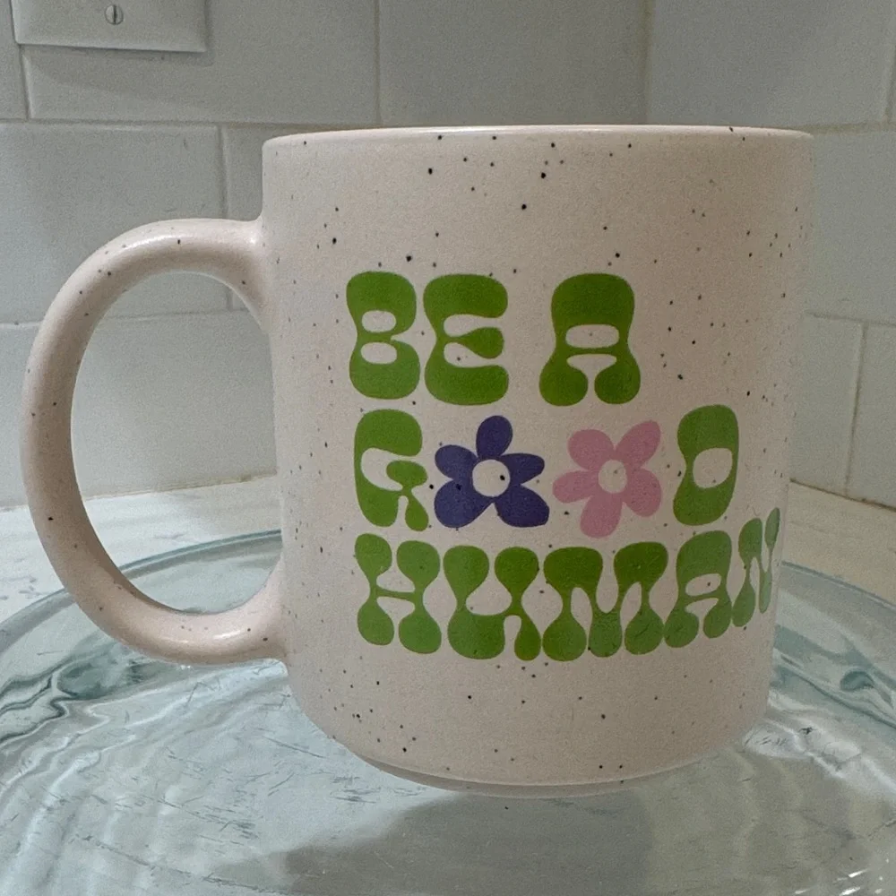 Speckled Ceramic Mug - Be a Good Human - Cream